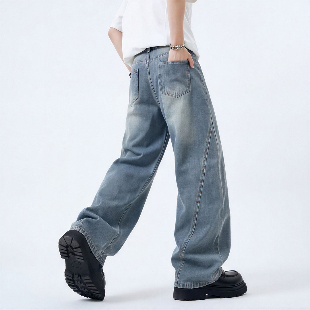 Men's Spring Blue Washed Deconstructed Arc Denim Jeans