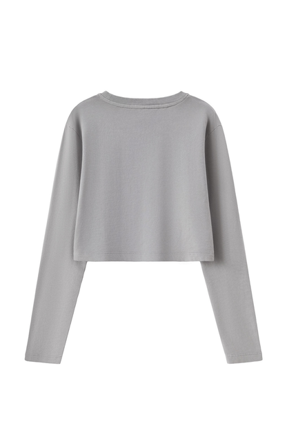 Women's Washed Raw Cut Patchwork Boxy Crewneck Sweatshirt
