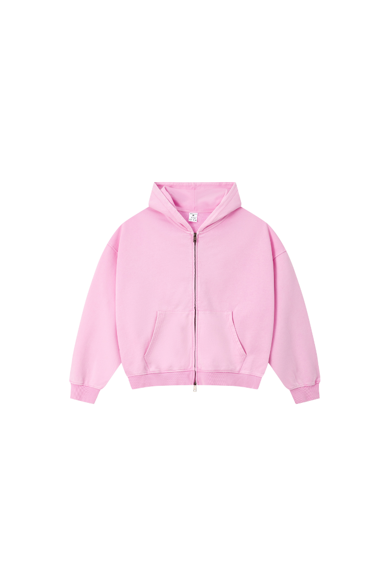 Men Fall Clothing Snow Wash Brushed Fleece Zip Hoodie