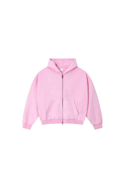 Unisex Fall Clothing Snow Wash Brushed Fleece Zip Hoodie