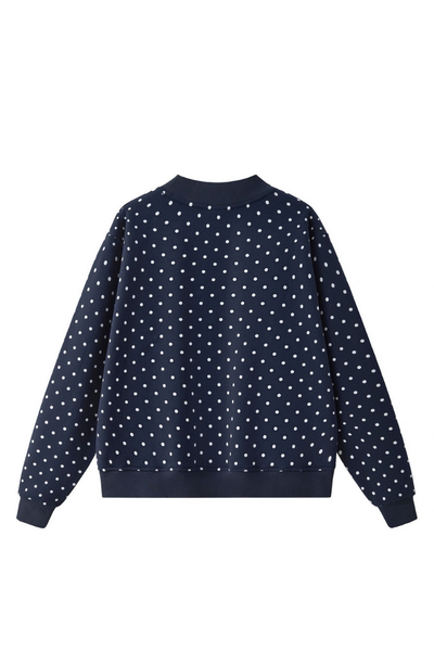 Women's Cozy Fleece Mock Neck Polka Dot Sweatshirt