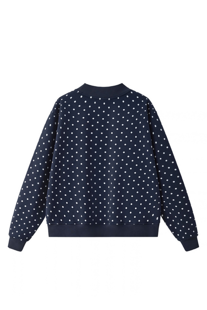 Women's Cozy Fleece Mock Neck Polka Dot Sweatshirt