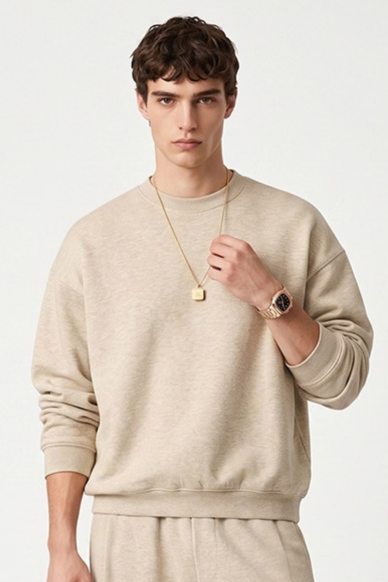 Men Fall Clothing 320G Heathered Crewneck Sweatshirt