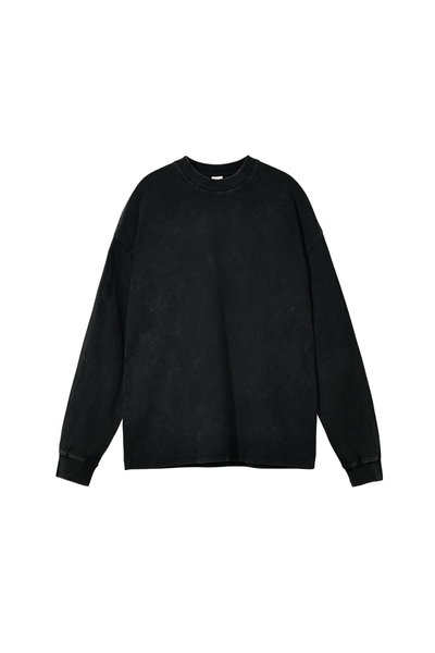 Women Spring 250G Wax Washed Oversized Long Sleeve T-Shirt