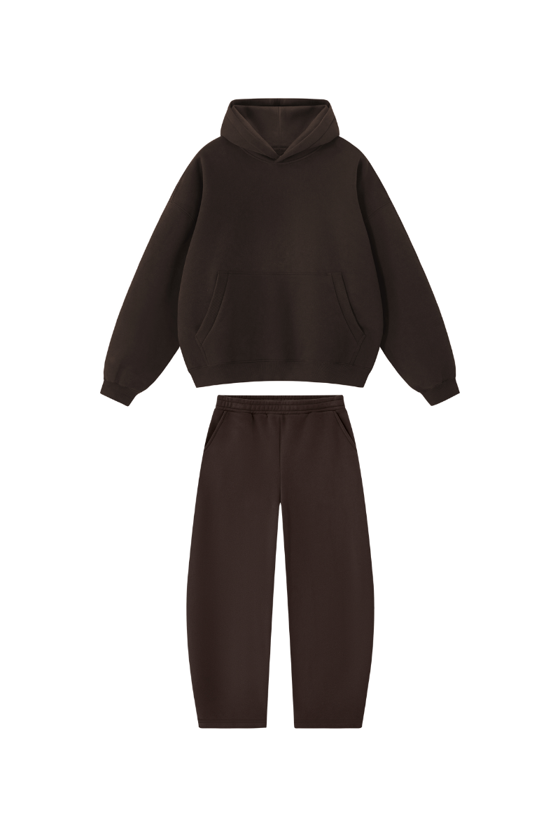 Men Fall Clothing Boxy Fleece Hoodie Wide-Leg Pants Set