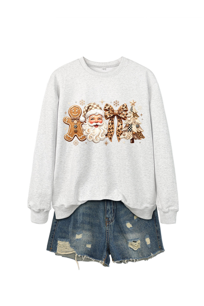 Unisex Fall Clothing Christmas Santa Bow Sweatshirt