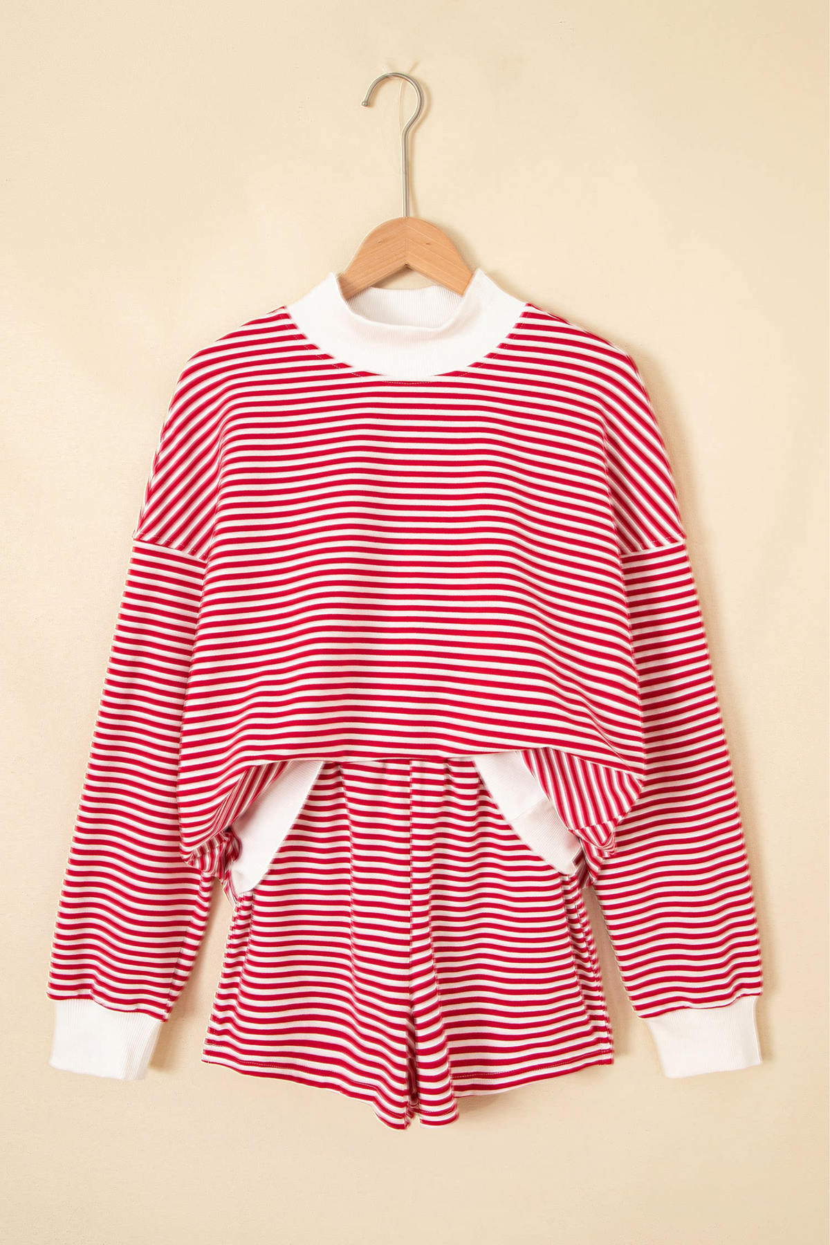 Women's Winter Casual Striped Long Sleeve Two Piece Set