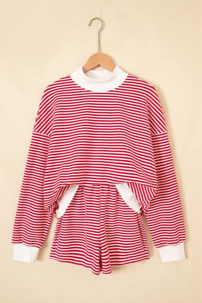 Women's Winter Casual Striped Long Sleeve Two Piece Set