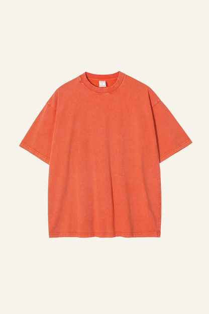 Women's Cotton Streetwear Wax-Dyed Washed Distressed T-shirt