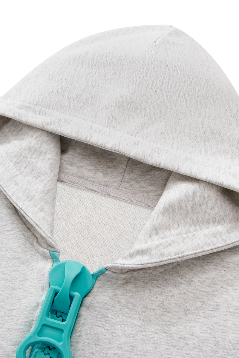 Unisex Fall Clothing Color Block Big Zip Cotton Hoodie