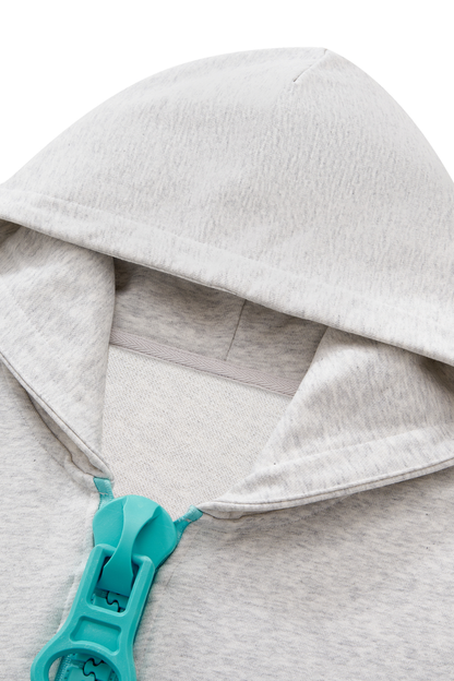 Unisex Fall Clothing Color Block Big Zip Cotton Hoodie