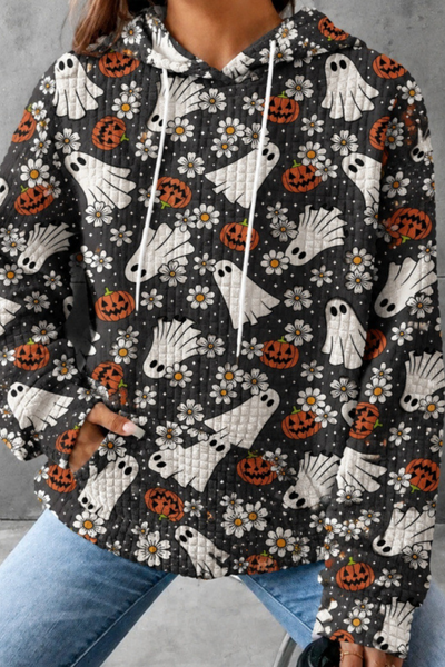 Unisex Fall Clothing Halloween Waffle Knit Graphic Hoodie