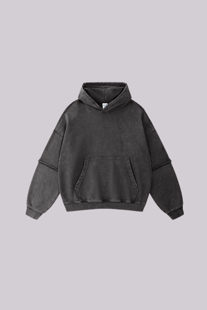 Men's Cotton Retro Faux-Two-Piece Washed  Hoodie