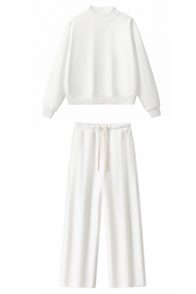 Unisex Fall Clothing Mock Neck Sweatshirt Wide Pants Set