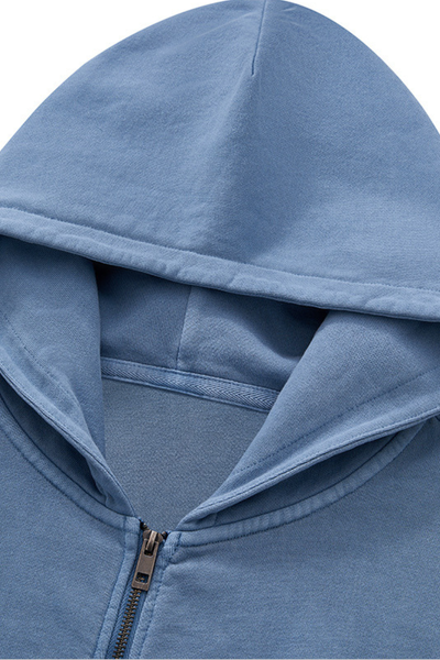 Unisex Fall Clothing Boxy Cropped Two-Way Zip Cotton Hoodie