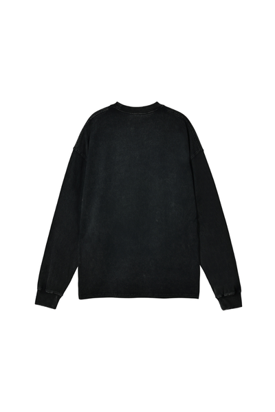 Unisex Fall 250gsm Cotton Wax Washed Long Sleeve Tee