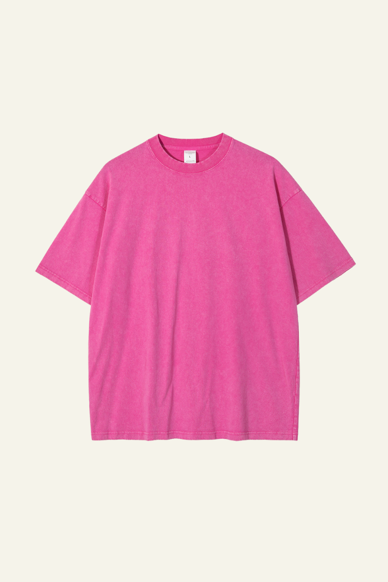 Women's Cotton Streetwear Wax-Dyed Washed Distressed T-shirt