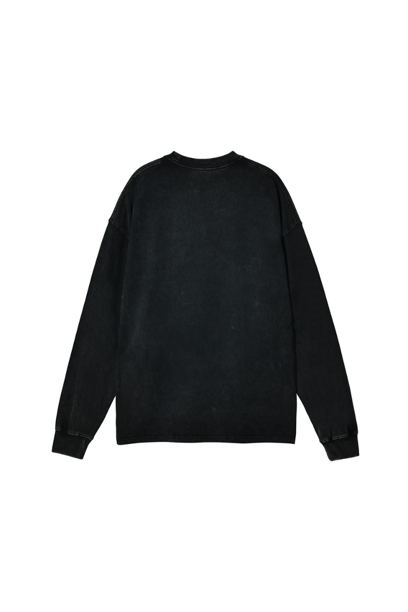 Women Spring 250G Wax Washed Oversized Long Sleeve T-Shirt