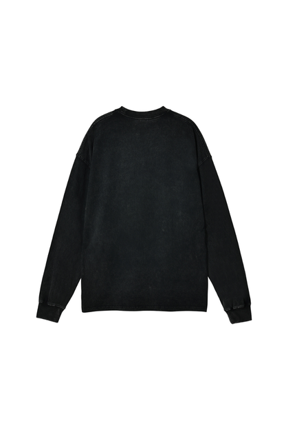 Women Spring 250G Wax Washed Oversized Long Sleeve T-Shirt