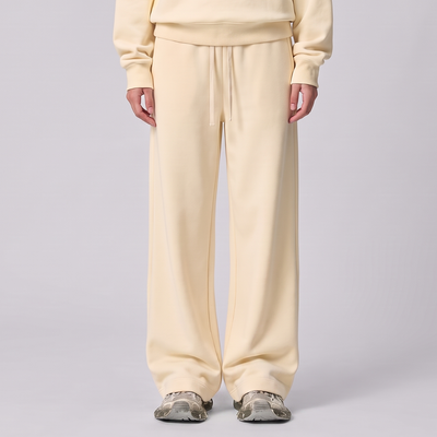Unisex Spring Cotton Wide-Leg Drawstring Pocket Sweatpants