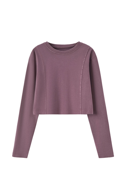 Women's Washed Raw Cut Patchwork Boxy Crewneck Sweatshirt