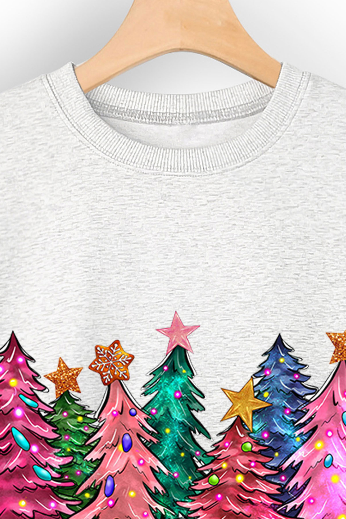Women's Fall Christmas Tree Graphic Print Crew Sweatshirt