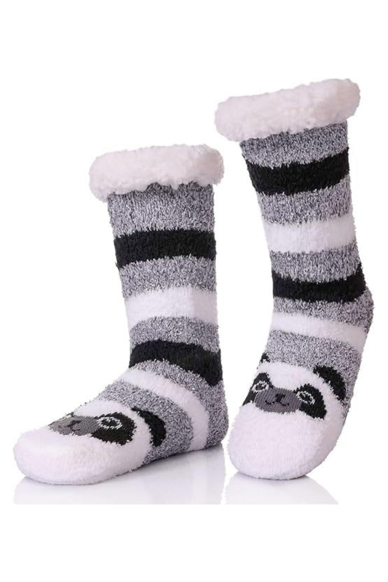 Women Winter Christmas Fleece Cuff Non Slip Slipper Socks