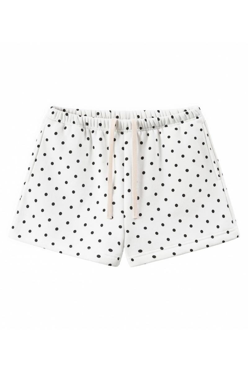 Women Summer Polka Dot Soft Drawstring Pocket Casual Shorts