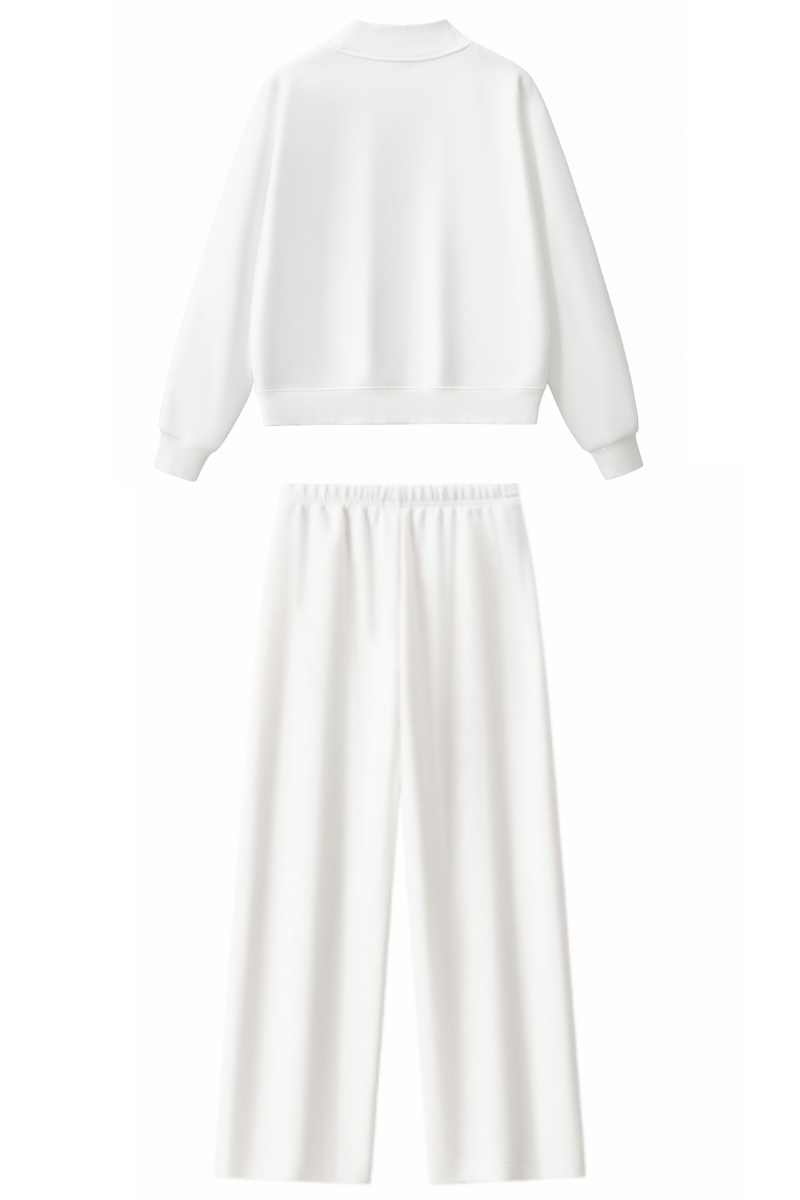 Unisex Fall Mock Neck Sweatshirt Wide Leg Pants Set