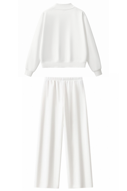 Unisex Fall Mock Neck Sweatshirt Wide Leg Pants Set