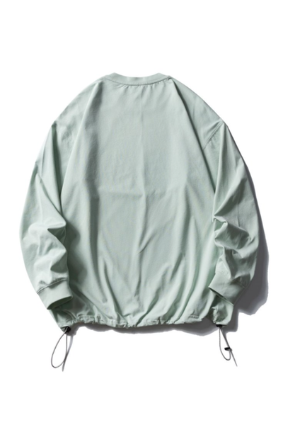 Unisex Spring Drawstring-Hem Relaxed Long-Sleeve T-Shirt