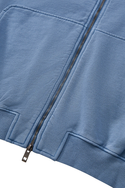 Unisex Fall Clothing Boxy Cropped Two-Way Zip Cotton Hoodie