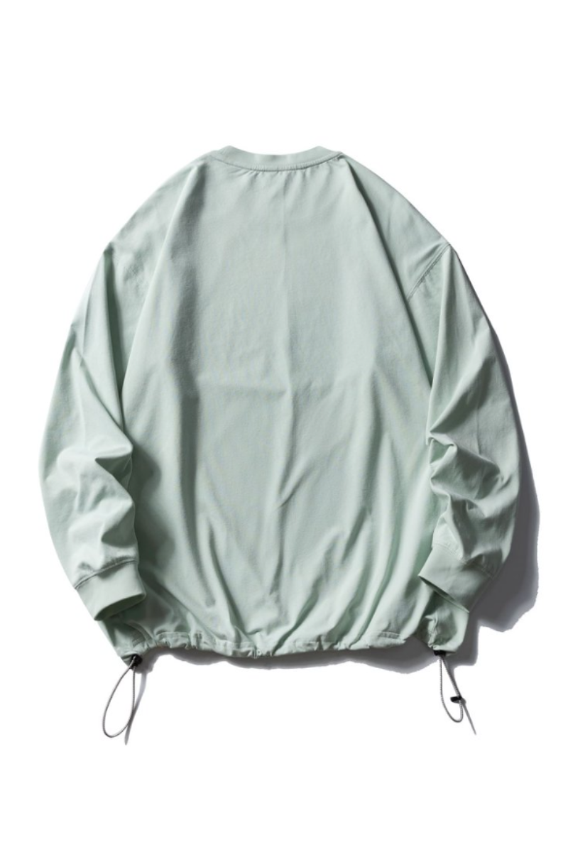 Men's Spring Drawstring-Hem Relaxed Long-Sleeve T-Shirt
