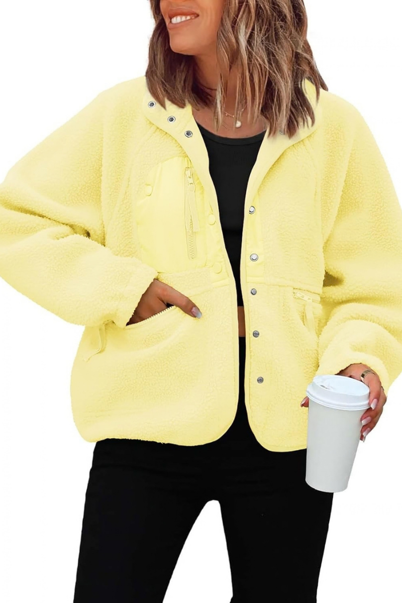 Women Fall Clothing Cozy Sherpa Fleece Utility Jacket