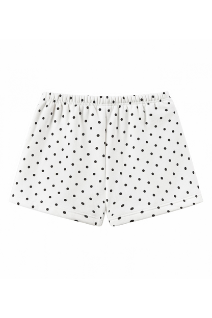 Women Summer Polka Dot Soft Drawstring Pocket Casual Shorts