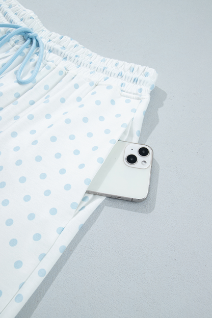 Women's Fall Polka Dot Colorblock Drawstring 2 Piece Set