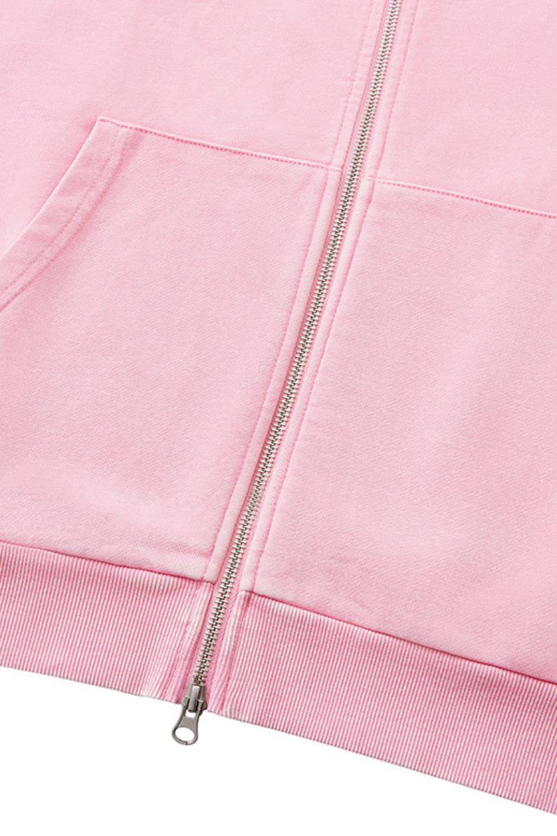 Unisex Fall Washed Vintage Boxy Double Zip Hoodie
