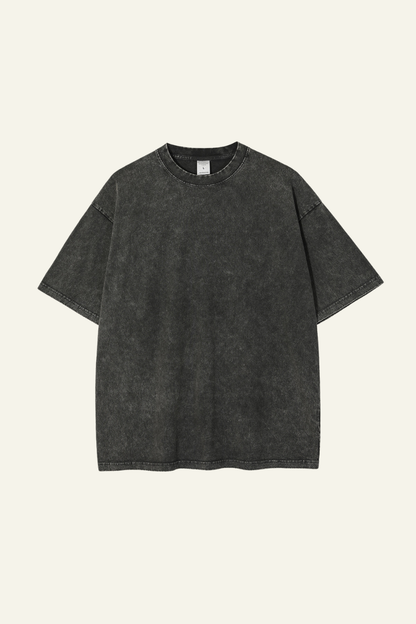 Men's Cotton Streetwear Wax-Dyed Washed Distressed T-shirt