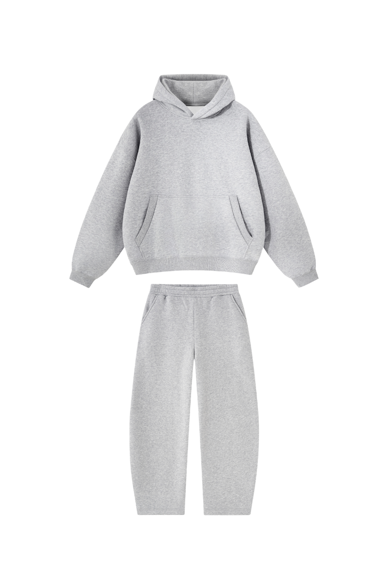 Men Fall Clothing Boxy Fleece Hoodie Wide-Leg Pants Set