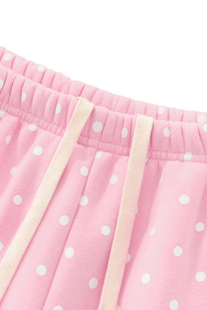 Women Summer Polka Dot Soft Drawstring Pocket Casual Shorts