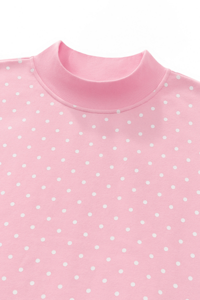 Women's Cozy Fleece Mock Neck Polka Dot Sweatshirt
