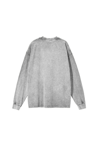 Unisex Fall 250gsm Cotton Wax Washed Long Sleeve Tee