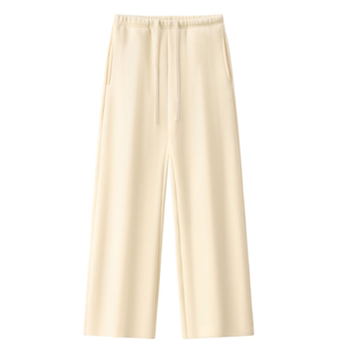 Unisex Spring Cotton Wide-Leg Drawstring Pocket Sweatpants