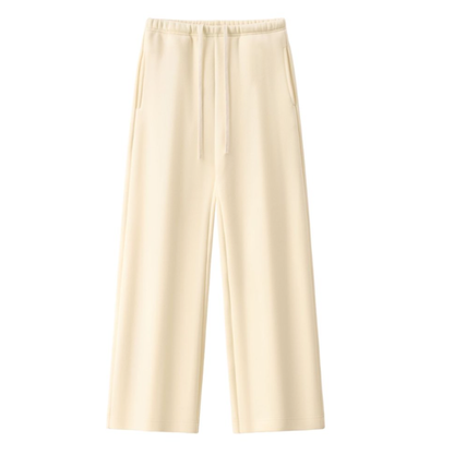 Unisex Spring Cotton Wide-Leg Drawstring Pocket Sweatpants