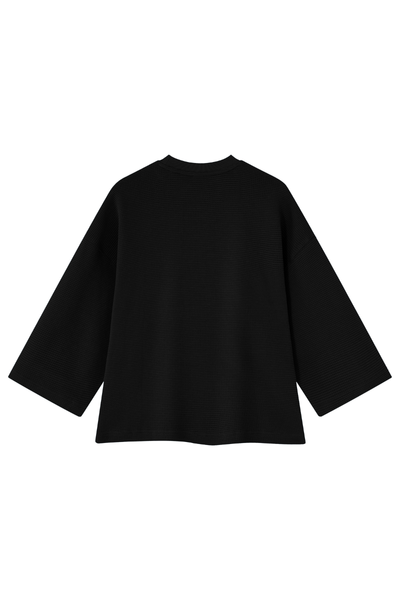 Unisex Spring Waffle Knit Drop Shoulder 3/4 Sleeve Top
