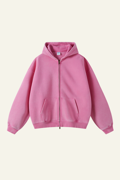 Women's Streetwear Wax-Dyed Vintage Solid Hooded Jacket
