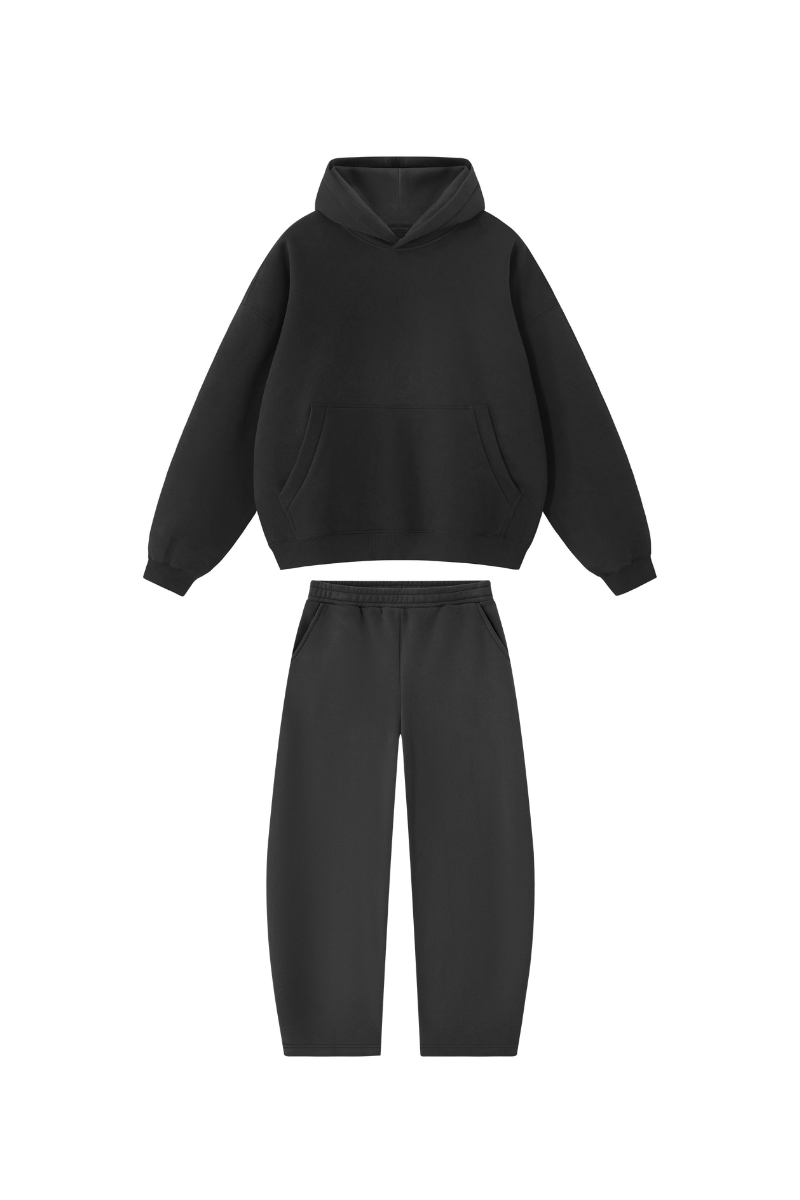 Men Fall Clothing Boxy Fleece Hoodie Wide-Leg Pants Set