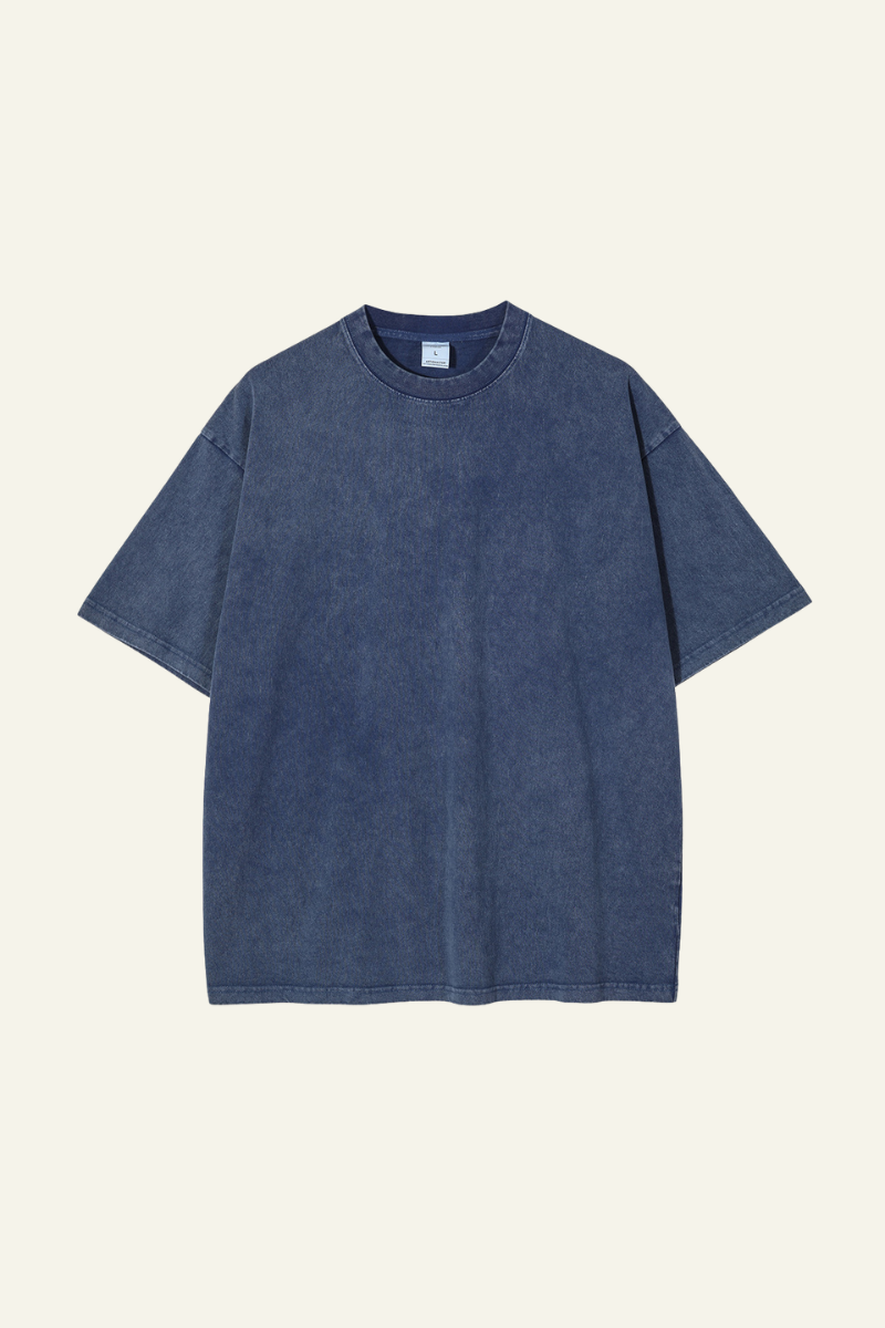 Women's Cotton Streetwear Wax-Dyed Washed Distressed T-shirt