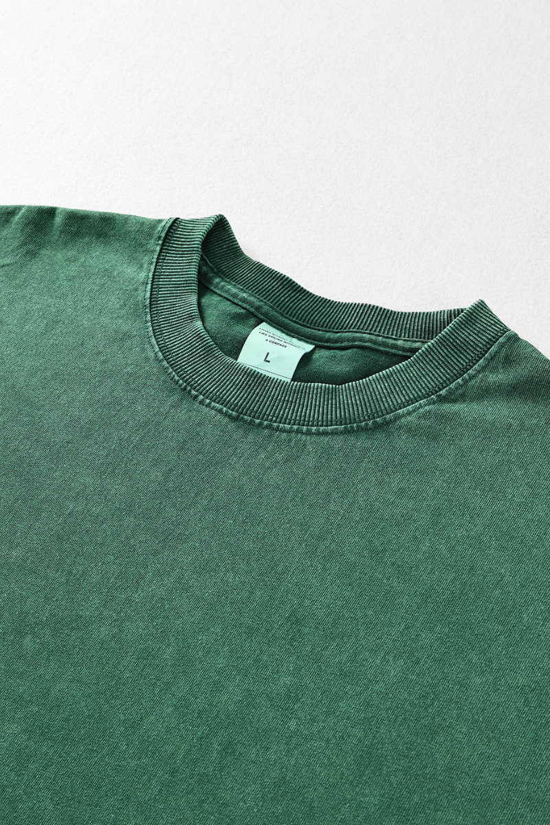 Unisex Fall 250gsm Cotton Wax Washed Long Sleeve Tee