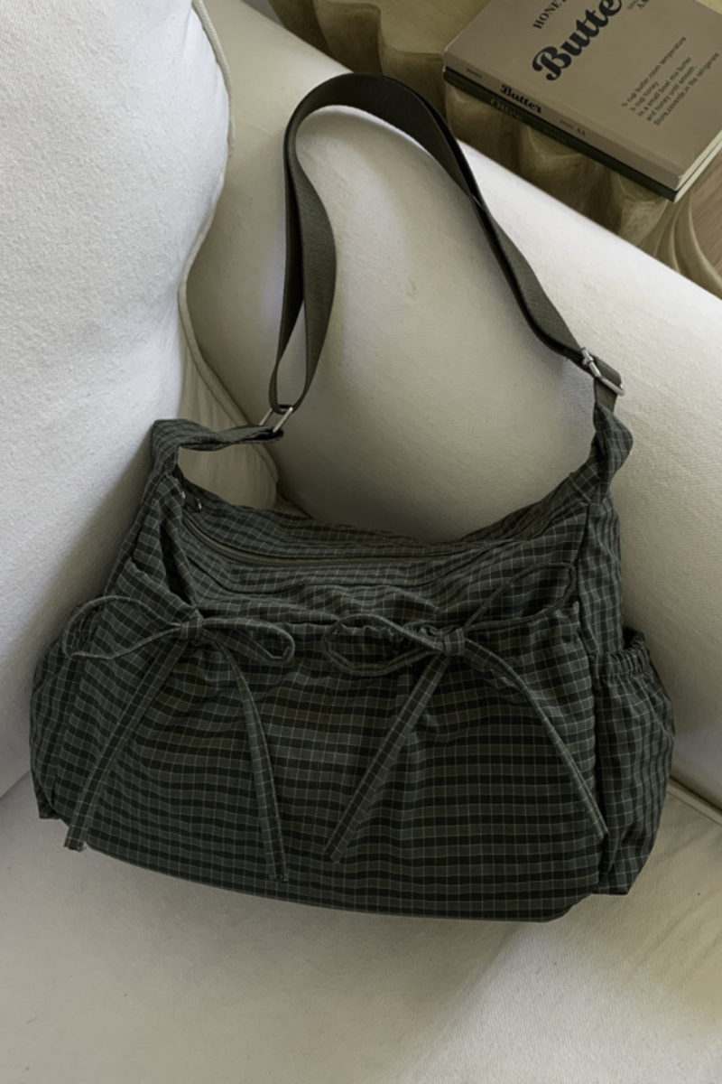 Unisex All Season Plaid Bow Large Hobo Crossbody Bag